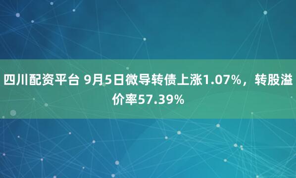 四川配资平台 9月5日微导转债上涨1.07%,转股溢价率57.39%